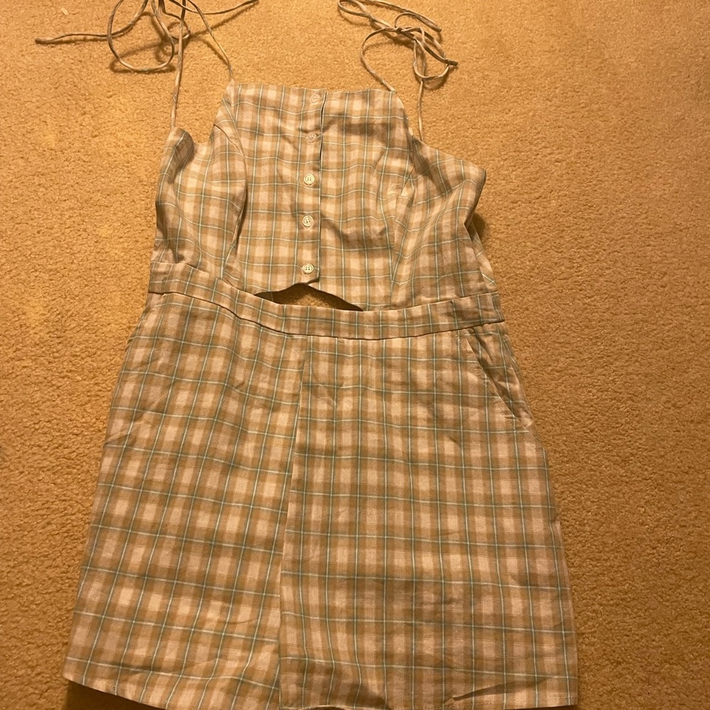 Blue gingham romper